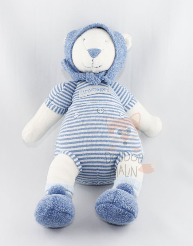 Linvosges baby comforter bear blue white  